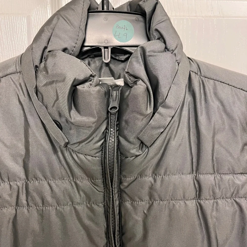 New York & Company Womens Puffer Vest Gray Quilted Zip Up Sleeveless Jacket L